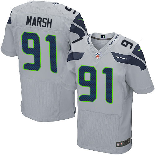 Men's Elite Cassius Marsh Nike Jersey Grey Alternate - #91 NFL Seattle Seahawks